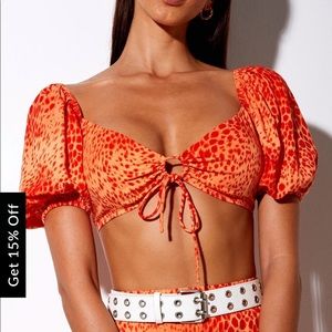 Motel rocks princess Polly orange cheeta crop top